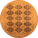 Round Oriental Orange Traditional Rug, urb478org