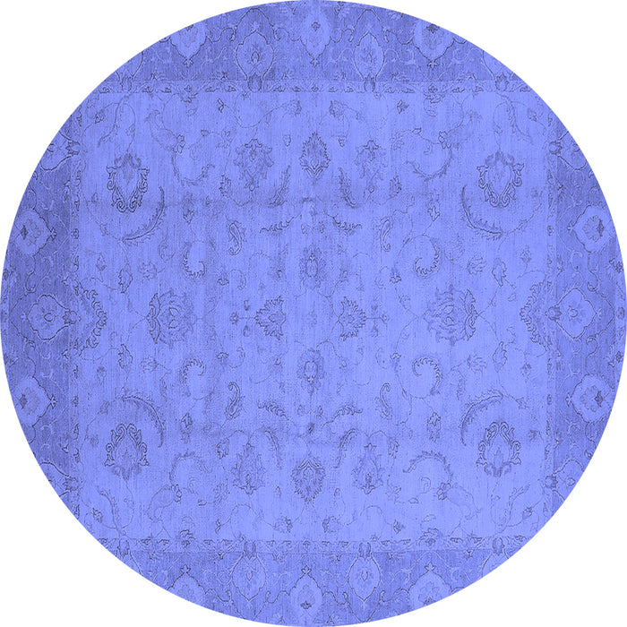 Round Oriental Blue Industrial Rug, urb479blu