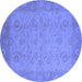 Round Oriental Blue Industrial Rug, urb479blu