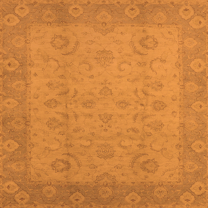 Square Machine Washable Oriental Orange Industrial Area Rugs, wshurb479org