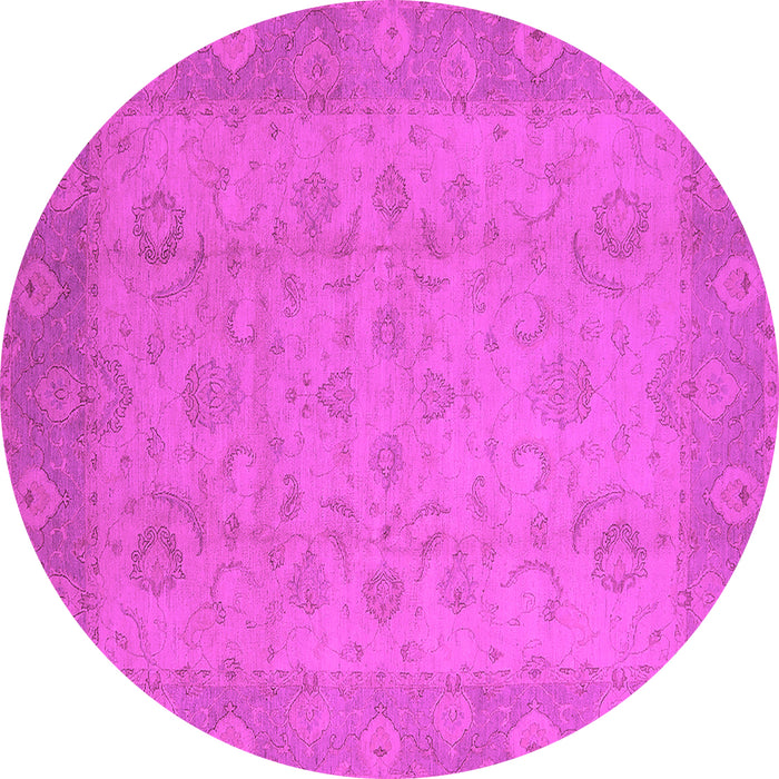 Round Machine Washable Oriental Pink Industrial Rug, wshurb479pnk