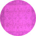 Round Machine Washable Oriental Pink Industrial Rug, wshurb479pnk