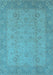 Machine Washable Oriental Light Blue Industrial Rug, wshurb479lblu