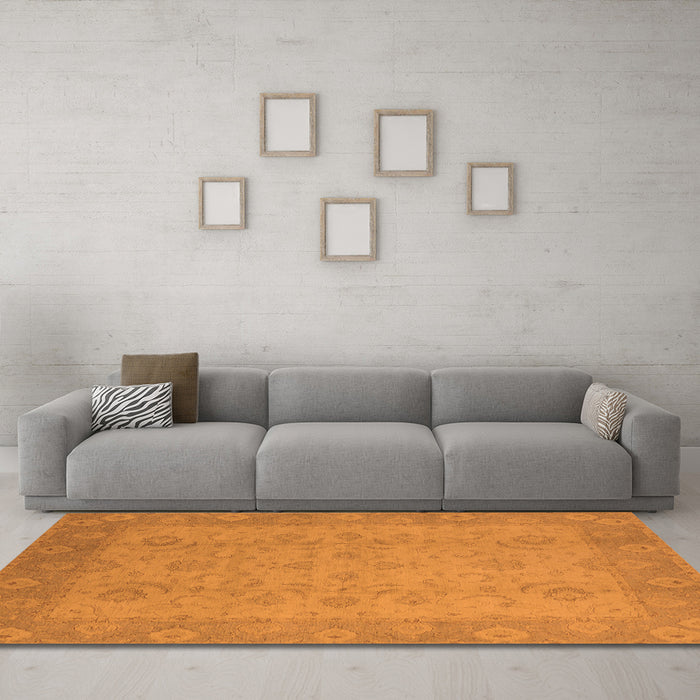 Machine Washable Oriental Orange Industrial Area Rugs in a Living Room, wshurb479org