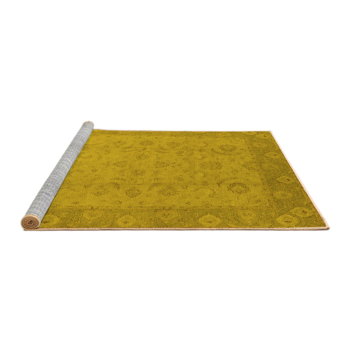 Sideview of Machine Washable Oriental Yellow Industrial Rug, wshurb479yw