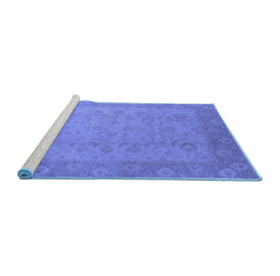 Sideview of Machine Washable Oriental Blue Industrial Rug, wshurb479blu