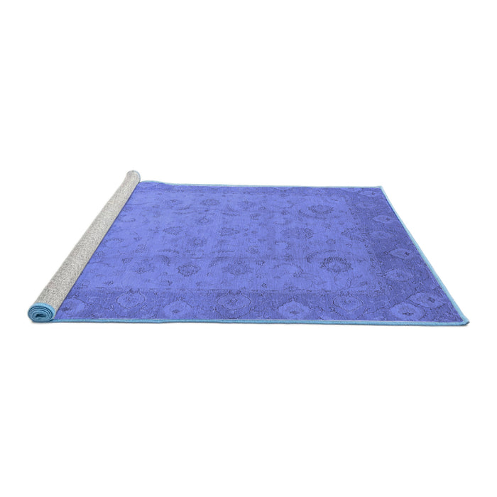 Sideview of Machine Washable Oriental Blue Industrial Rug, wshurb479blu