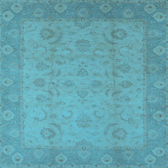 Square Machine Washable Oriental Light Blue Industrial Rug, wshurb479lblu