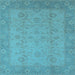 Square Machine Washable Oriental Light Blue Industrial Rug, wshurb479lblu