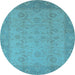 Round Oriental Light Blue Industrial Rug, urb479lblu