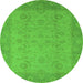 Round Oriental Green Industrial Rug, urb479grn