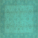 Square Oriental Turquoise Industrial Rug, urb479turq