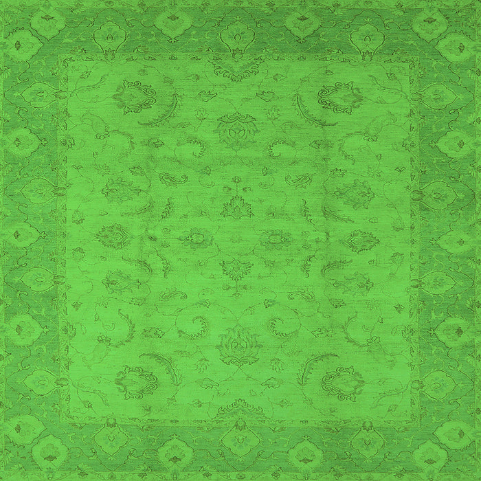 Square Machine Washable Oriental Green Industrial Area Rugs, wshurb479grn