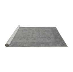 Sideview of Machine Washable Oriental Gray Industrial Rug, wshurb479gry