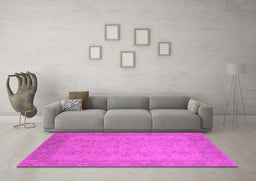 Machine Washable Oriental Pink Industrial Rug in a Living Room, wshurb479pnk