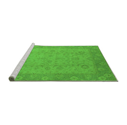 Sideview of Machine Washable Oriental Green Industrial Area Rugs, wshurb479grn