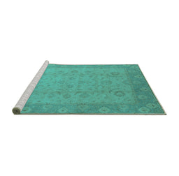 Sideview of Machine Washable Oriental Turquoise Industrial Area Rugs, wshurb479turq