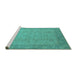 Sideview of Machine Washable Oriental Turquoise Industrial Area Rugs, wshurb479turq