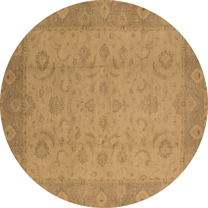 Round Oriental Brown Industrial Rug, urb479brn
