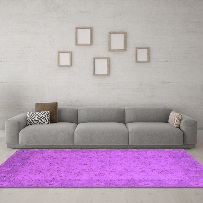Machine Washable Oriental Purple Industrial Area Rugs in a Living Room, wshurb479pur
