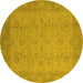 Round Oriental Yellow Industrial Rug, urb479yw