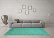 Machine Washable Oriental Turquoise Industrial Area Rugs in a Living Room,, wshurb479turq
