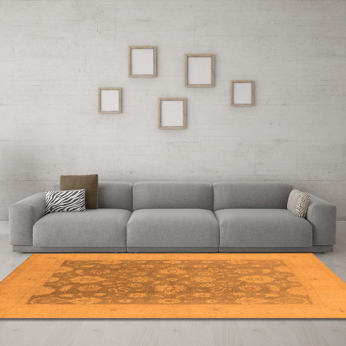 Machine Washable Oriental Orange Traditional Area Rugs in a Living Room, wshurb480org