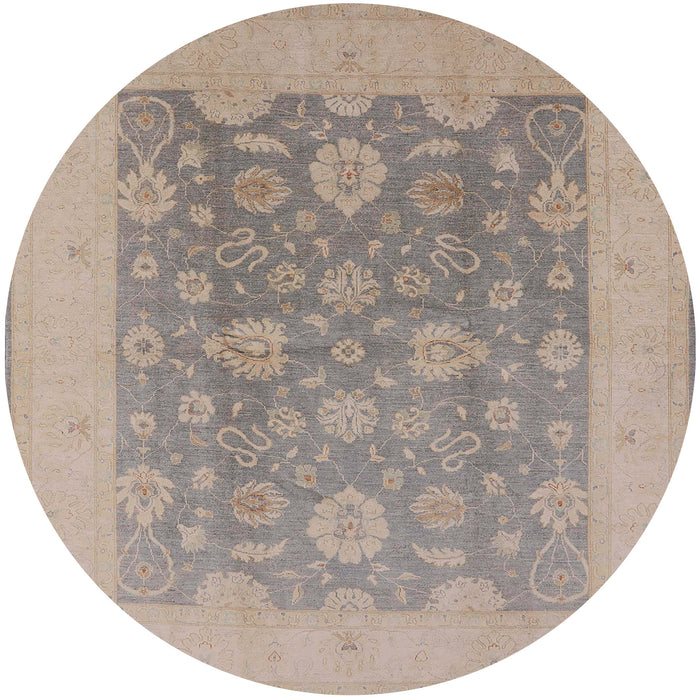 Round Mid-Century Modern Rose Purple Oriental Rug, urb480