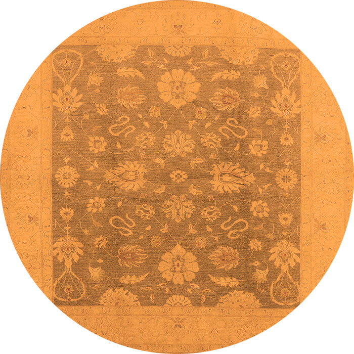 Round Oriental Orange Traditional Rug, urb480org