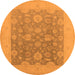 Round Oriental Orange Traditional Rug, urb480org