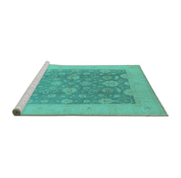 Sideview of Machine Washable Oriental Turquoise Traditional Area Rugs, wshurb480turq