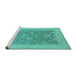 Sideview of Machine Washable Oriental Turquoise Traditional Area Rugs, wshurb480turq