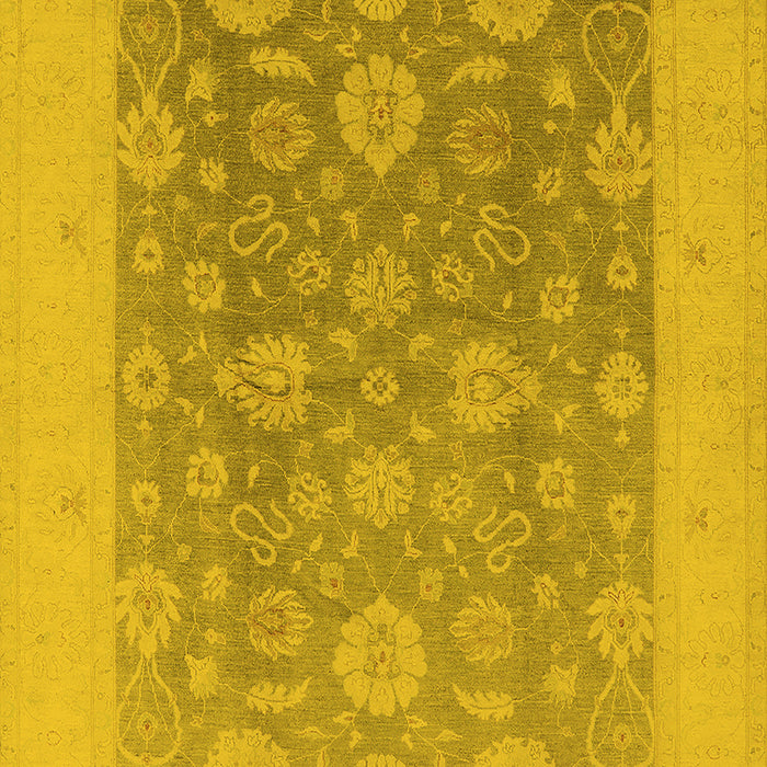 Machine Washable Oriental Yellow Traditional Rug, wshurb480yw