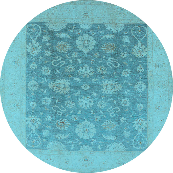Round Oriental Light Blue Traditional Rug, urb480lblu