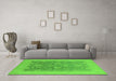 Machine Washable Oriental Green Traditional Area Rugs in a Living Room,, wshurb480grn