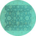 Round Oriental Turquoise Traditional Rug, urb480turq