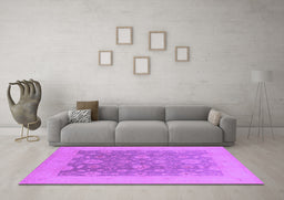 Machine Washable Oriental Purple Traditional Area Rugs in a Living Room, wshurb480pur
