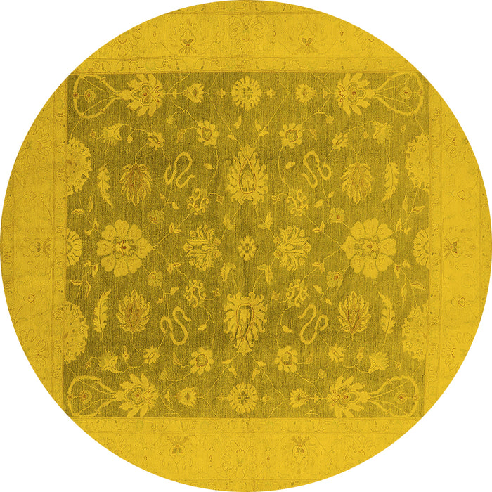 Round Oriental Yellow Traditional Rug, urb480yw