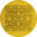 Round Oriental Yellow Traditional Rug, urb480yw