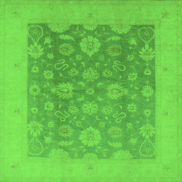Square Machine Washable Oriental Green Traditional Area Rugs, wshurb480grn