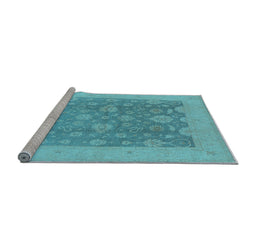 Sideview of Machine Washable Oriental Light Blue Traditional Rug, wshurb480lblu