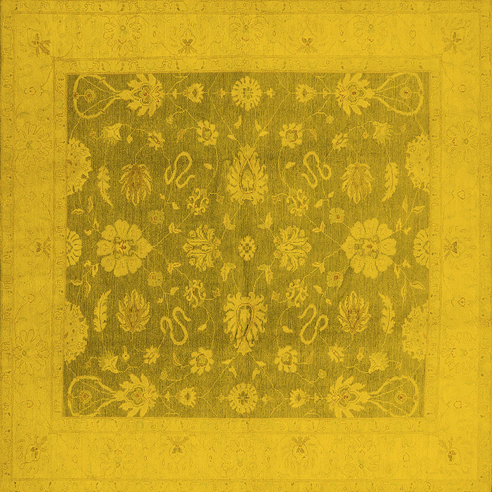 Square Machine Washable Oriental Yellow Traditional Rug, wshurb480yw