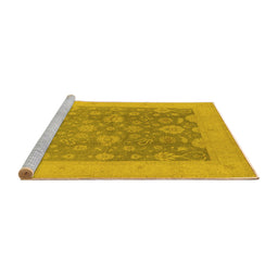 Sideview of Machine Washable Oriental Yellow Traditional Rug, wshurb480yw