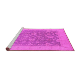 Sideview of Machine Washable Oriental Pink Traditional Rug, wshurb480pnk
