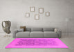 Machine Washable Oriental Pink Traditional Rug in a Living Room, wshurb480pnk