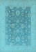 Machine Washable Oriental Light Blue Traditional Rug, wshurb480lblu