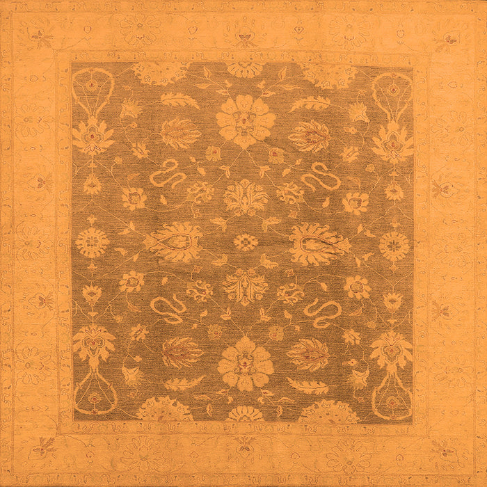 Square Machine Washable Oriental Orange Traditional Area Rugs, wshurb480org