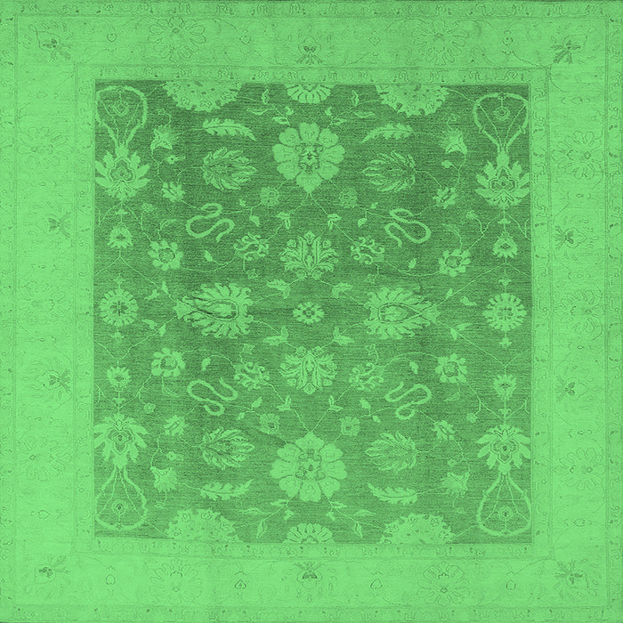 Square Machine Washable Oriental Emerald Green Traditional Area Rugs, wshurb480emgrn
