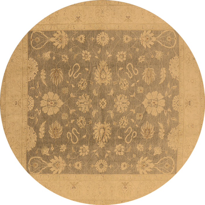 Round Oriental Brown Traditional Rug, urb480brn