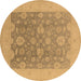 Round Oriental Brown Traditional Rug, urb480brn